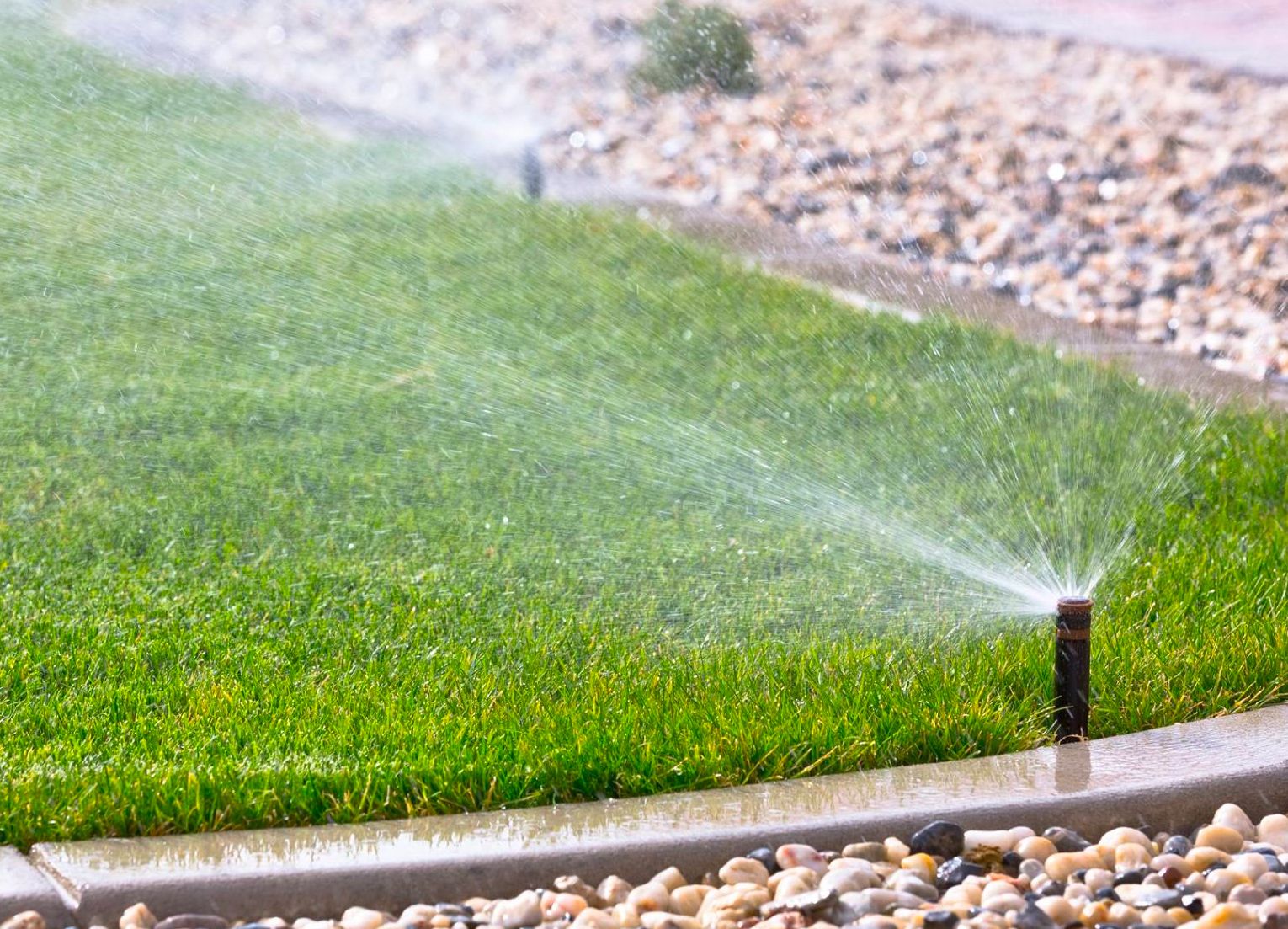 sprinkler spraying water on lawn