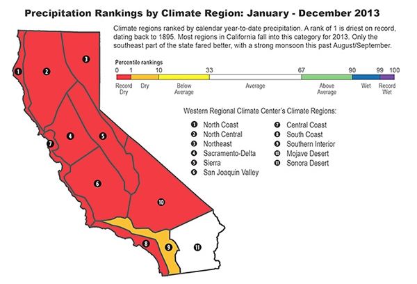 Precipitation Rankings by Climate Region graphic