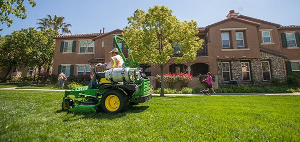 Man riding a lawn mower