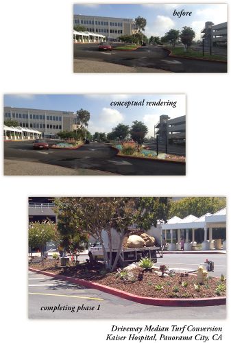 Various pictures of the landscape progress at Kaiser Permanente