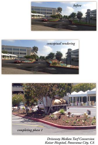 Various pictures of the landscape progress at Kaiser Permanente 