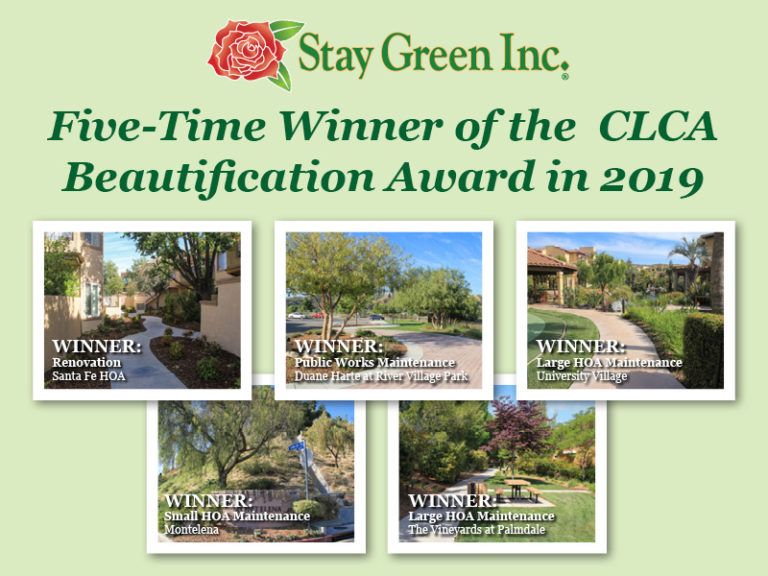 Stay Green Inc. is the five-time winner of the CLCA beautification awards in 2019